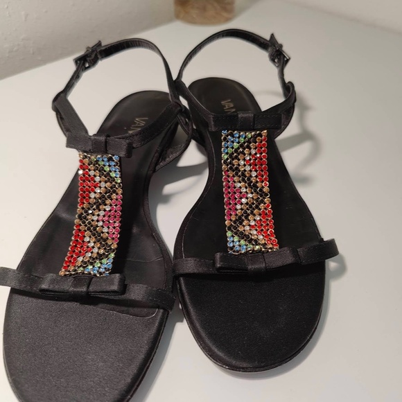Vaneli Satin Embellished Multicolor Rhinestone Sandal, size 7, NEW - Picture 2 of 10